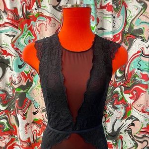 sheer black sleeveless body suit size M